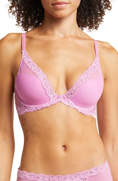 Natori Feathers Contour Plunge T-shirt Everyday Plunge Bra (32c) Women's In Violet Quartz