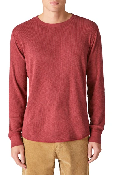 Lucky Brand Garment Dye Thermal Cotton Top In Pomegranate