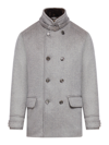 Moorer Kurt-bab Short Double Breasted Coat In Grey