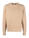 Palm Angels Curved Logo Wool Blend Knit Sweater In Nude & Neutrals