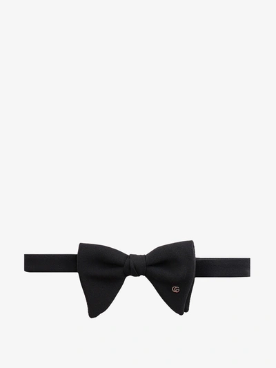 Gucci Silk Bow Tie W/ Logo Detail In Black