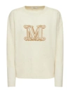 Max Mara Edo Logo Jacquard Cashmere Knit Sweater In White