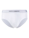 Dolce & Gabbana Elasticated Waistband Ribbed Briefs In White