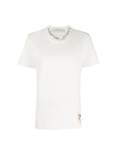 Golden Goose Embroidered Cotton T-shirt In White
