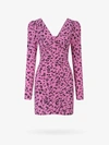 Rotate Birger Christensen Floral Button Front Long Sleeve Jacquard Minidress In Pink