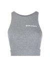 Palm Angels Logo-print Ribbed Sports Bra In Grey