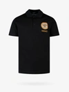 Versace Cotton Polo Shirt With Medusa Patch In Black