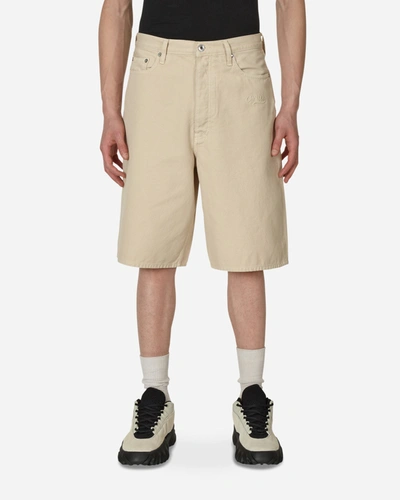 Off-white Wave Off Cotton Canvas Utility Shorts In Beige Technical