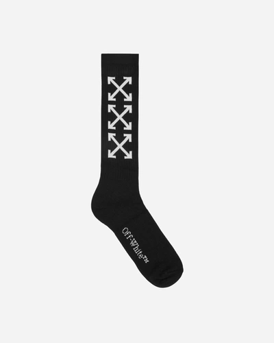 Off-white Arrow Bookish Ribbed Stretch Cotton-blend Socks In Black