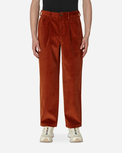 Noah Double-pleat Corduroy Trousers In Brown