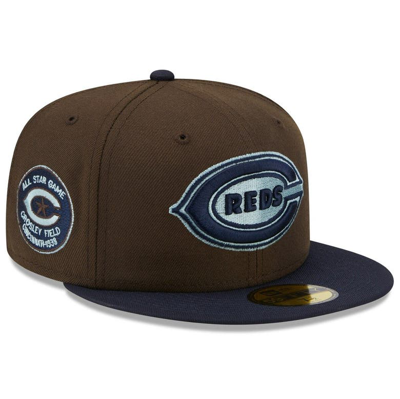 New Era Men's  Brown And Navy Cincinnati Reds 1938 Mlb All-star Game Walnut 9fifty Fitted Hat In Brown,navy