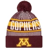 New Era Maroon Minnesota Golden Gophers Logo Striped Cuff Knit Hat With Pom In Maroon
