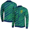 NIKE NIKE BLUE/GREEN BRAZIL NATIONAL TEAM 2022 ACADEMY PRO ANTHEM PERFORMANCE RAGLAN FULL-ZIP JACKET