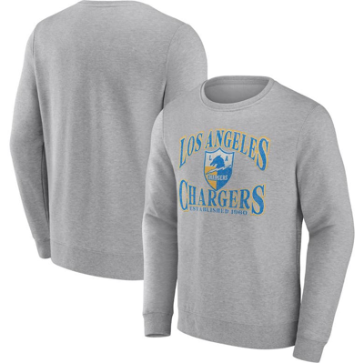 Fanatics Branded Heathered Charcoal Los Angeles Chargers Playability Pullover Sweatshirt In Heather Charcoal
