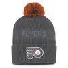 Fanatics Branded Charcoal Philadelphia Flyers Authentic Pro Home Ice Cuffed Knit Hat With Pom In Charcoal