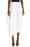 Alexander Mcqueen Ruffle Cotton Poplin Midi Skirt In 9000 Opticalwhite