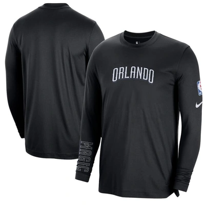 Nike Men's  Black Orlando Magic 2022/23 City Edition Pregame Warmup Long Sleeve Shooting Shirt