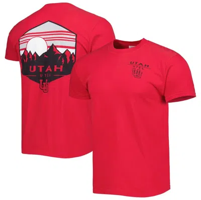 Image One Red Utah Utes Landscape Shield T-shirt