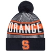 New Era Navy Syracuse Orange Logo Striped Cuff Knit Hat With Pom In Navy