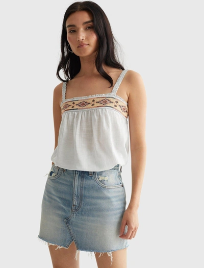 Lucky Brand Womens Limited Edition Beaded Square Neck Cami In Blue