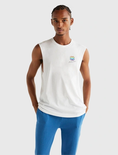 Lucky Brand Mens Pride Gender Neutral Muscle Tee In White