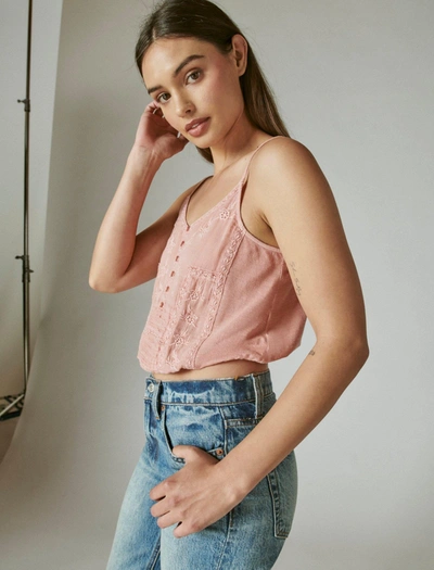 Lucky Brand Womens Embroidered Tank In Pink