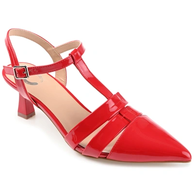 Journee Collection Women's Jazlynn T Strap Kitten Heel Dress Pumps In Red