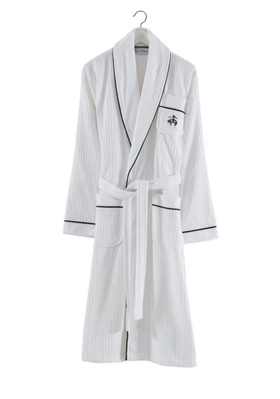 Brooks Brothers Waffle Terry 48" Turkish Cotton Bathrobe In White