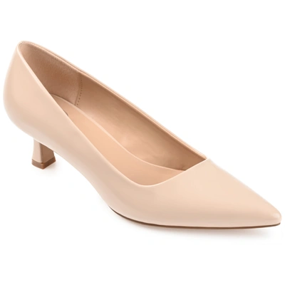 Journee Collection Celica Pointed Toe Pump In Patent/nude