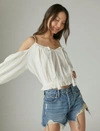 LUCKY BRAND WOMENS COLD SHOULDER LACE TOP