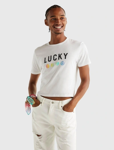 Lucky Brand Mens Pride Gender Neutral Crop Tee In White