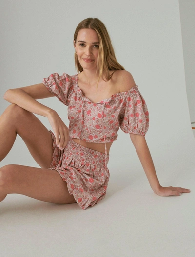 Lucky Brand Printed Cropped Top In Pink Multi