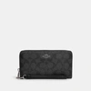 Coach Outlet Long Zip Around Wallet In Signature Canvas In Silver