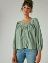 LUCKY BRAND WOMENS EMBROIDERED PEASANT BLOUSE