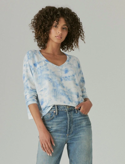 Lucky Brand Womens Cropped Boxy Cloud Jersey Crew In Blue
