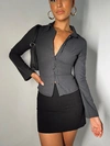 Princess Polly Anni Pinstripe Shirt In Black