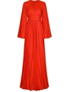 Dolce & Gabbana Long Pleated Chiffon Dress In Red