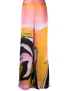 Louisa Ballou Caissa-print Silk-charmeuse Wide-leg Trousers In Yellow