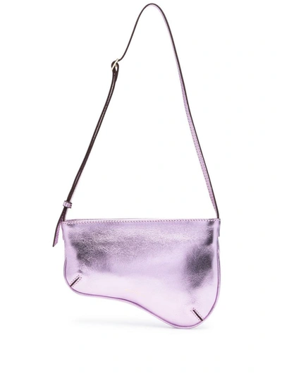 Manu Atelier Curve Leather Shoulder Bag In Pink