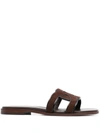 Tod's Iconic Chain Detail Suede Sandals In Brown