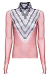 Afrm Zadie Semi Sheer Turtleneck In V-placement Tan Tie Dye