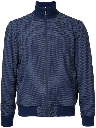 Kent & Curwen Beehive-print Zipped Bomber Jacket In Blue