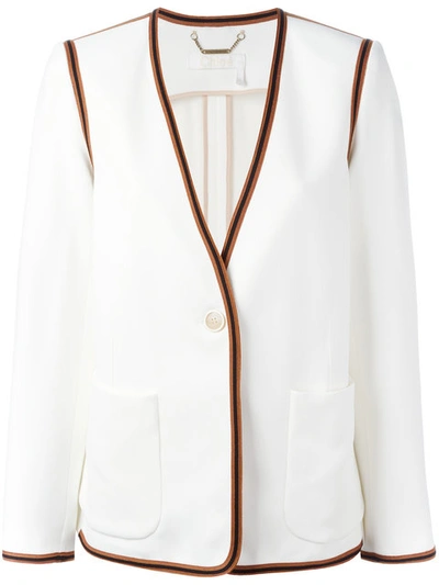 Chloé Ribbon Trim Blazer In White
