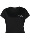 BALMAIN BALMAIN T-SHIRT CROPPED IN COTONE CON LOGO