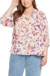 Nydj Semisheer Pintuck Blouse In Fallen Leaf