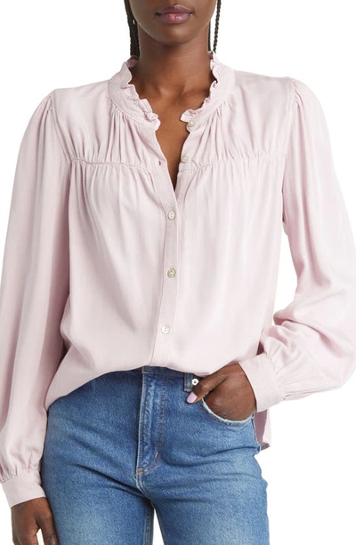 Rails Camille Denim Button-up Blouse In Dusty Rose