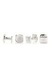 CUFFLINKS, INC SET OF 4 STERLING SILVER & MOTHER-OF-PEARL STUDS