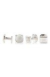 Cufflinks, Inc . Set Of 4 Sterling Silver & Mother-of-pearl Studs In White