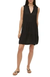 Michael Stars Daisy Cotton Gauze Babydoll Dress In Black