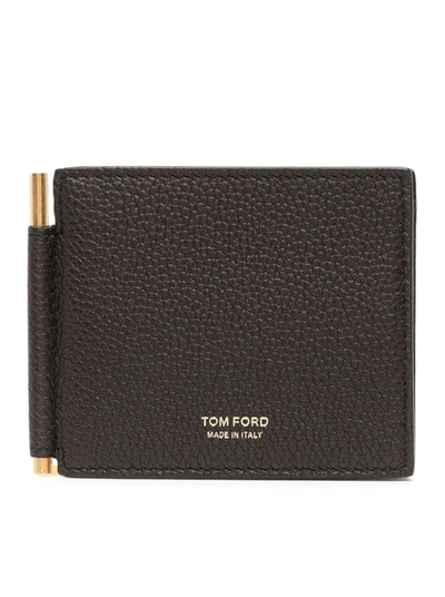 Tom Ford Soft Grain Leather Money Clip Wallet In Black